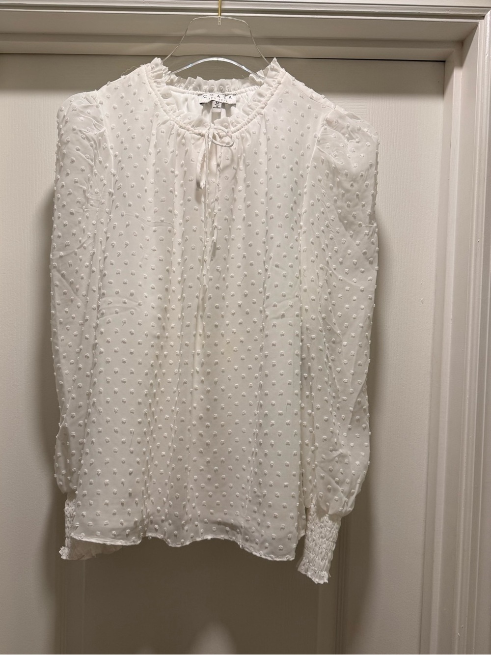 Women’s Romantic Chaus Swiss Dot Blouse in Ecru
